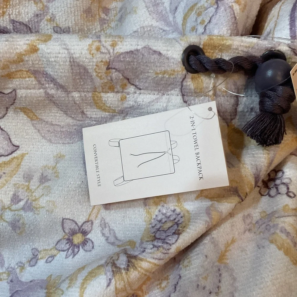 Victoria's Secret Floral 2 in 1 Towel and Backpack - Lavender & Cream